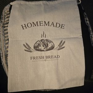 Canvas Drawstring Bread Bag with 'Homemade Fresh Bread' Print